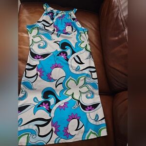 Jude Connally Dress White Turquoise Purple M Medium